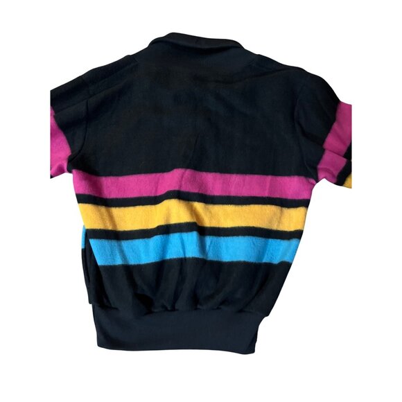 Vintage Favorites Fleece Pullover Womens M Used 80s Striped Shawl Collar - Picture 5 of 12